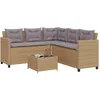 Image de Vidaxl CanapÃ© De Jardin Avec Table Et Coussins En Forme De L Beige