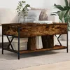Image de Vidaxl Table Basse ChÃªne FumÃ© 100x55x50 Cm Bois D'ingÃ©nierie Et MÃ©tal