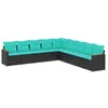 Image de Vidaxl Salon De Jardin 9 Pcs Avec Coussins Noir RÃ©sine TressÃ©e