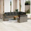 Image de Vidaxl Salon De Jardin 11 Pcs Avec Coussins Gris RÃ©sine TressÃ©e
