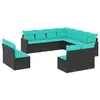 Image de Vidaxl Salon De Jardin 11 Pcs Avec Coussins Noir RÃ©sine TressÃ©e