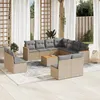 Image de Vidaxl Salon De Jardin Et Coussins 12 Pcs MÃ©lange Beige RÃ©sine TressÃ©e