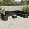 Image de Vidaxl Salon De Jardin 12 Pcs Avec Coussins Noir RÃ©sine TressÃ©e