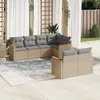 Image de Vidaxl Salon De Jardin Avec Coussins 7pcs MÃ©lange Beige RÃ©sine TressÃ©e