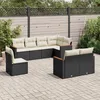 Image de Vidaxl Salon De Jardin 8 Pcs Avec Coussins Noir RÃ©sine TressÃ©e