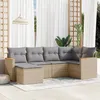 Image de Vidaxl Salon De Jardin Avec Coussins 6pcs MÃ©lange Beige RÃ©sine TressÃ©e