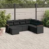 Image de Vidaxl Salon De Jardin 7 Pcs Avec Coussins Noir RÃ©sine TressÃ©e