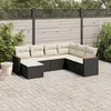 Image de Vidaxl Salon De Jardin 7 Pcs Avec Coussins Noir RÃ©sine TressÃ©e
