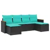 Image de Vidaxl Salon De Jardin 6 Pcs Avec Coussins Noir RÃ©sine TressÃ©e