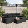 Image de Vidaxl Salon De Jardin 7 Pcs Avec Coussins Noir RÃ©sine TressÃ©e