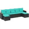 Image de Vidaxl Salon De Jardin 7 Pcs Avec Coussins Noir RÃ©sine TressÃ©e