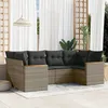 Image de Vidaxl Salon De Jardin 6 Pcs Avec Coussins Gris RÃ©sine TressÃ©e