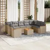 Image de Vidaxl Salon De Jardin Et Coussins 10 Pcs MÃ©lange Beige RÃ©sine TressÃ©e