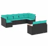Image de Vidaxl Salon De Jardin 9 Pcs Avec Coussins Noir RÃ©sine TressÃ©e