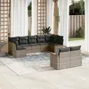 Image de Vidaxl Salon De Jardin 9 Pcs Avec Coussins Gris RÃ©sine TressÃ©e