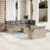 Image de Vidaxl Salon De Jardin Et Coussins 10 Pcs MÃ©lange Beige RÃ©sine TressÃ©e
