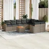 Image de Vidaxl Salon De Jardin Avec Coussins 10 Pcs Gris RÃ©sine TressÃ©e