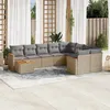 Image de Vidaxl Salon De Jardin Et Coussins 10 Pcs MÃ©lange Beige RÃ©sine TressÃ©e