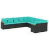 Image de Vidaxl Salon De Jardin 10 Pcs Avec Coussins Noir RÃ©sine TressÃ©e