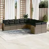 Image de Vidaxl Salon De Jardin Avec Coussins 10 Pcs Gris RÃ©sine TressÃ©e