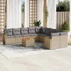 Image de Vidaxl Salon De Jardin Et Coussins 11 Pcs MÃ©lange Beige RÃ©sine TressÃ©e