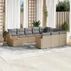 Image de Vidaxl Salon De Jardin Et Coussins 11 Pcs MÃ©lange Beige RÃ©sine TressÃ©e