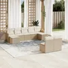 Image de Vidaxl Salon De Jardin Avec Coussins 9 Pcs Beige RÃ©sine TressÃ©e