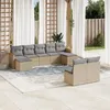 Image de Vidaxl Salon De Jardin Avec Coussins 9pcs MÃ©lange Beige RÃ©sine TressÃ©e