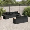 Image de Vidaxl Salon De Jardin 10 Pcs Avec Coussins Noir RÃ©sine TressÃ©e