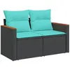 Image de Vidaxl Salon De Jardin 11 Pcs Avec Coussins Noir RÃ©sine TressÃ©e