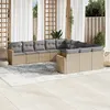 Image de Vidaxl Salon De Jardin Et Coussins 11 Pcs MÃ©lange Beige RÃ©sine TressÃ©e