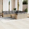 Image de Vidaxl Salon De Jardin Et Coussins 12 Pcs MÃ©lange Beige RÃ©sine TressÃ©e