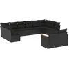 Image de Vidaxl Salon De Jardin 12 Pcs Avec Coussins Noir RÃ©sine TressÃ©e