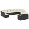 Image de Vidaxl Salon De Jardin 12 Pcs Avec Coussins Noir RÃ©sine TressÃ©e