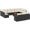 Image de Vidaxl Salon De Jardin Avec Coussins 14 Pcs Noir RÃ©sine TressÃ©e
