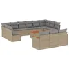 Image de Vidaxl Salon De Jardin Et Coussins 14 Pcs MÃ©lange Beige RÃ©sine TressÃ©e