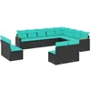 Image de Vidaxl Salon De Jardin Avec Coussins 12 Pcs Noir RÃ©sine TressÃ©e