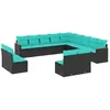 Image de Vidaxl Salon De Jardin Avec Coussins 13 Pcs Noir RÃ©sine TressÃ©e
