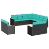 Image de Vidaxl Salon De Jardin 11 Pcs Avec Coussins Noir RÃ©sine TressÃ©e