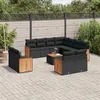 Image de Vidaxl Salon De Jardin 12 Pcs Avec Coussins Noir RÃ©sine TressÃ©e