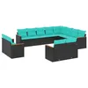 Image de Vidaxl Salon De Jardin Avec Coussins 12 Pcs Noir RÃ©sine TressÃ©e