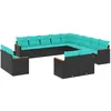 Image de Vidaxl Salon De Jardin Avec Coussins 13 Pcs Noir RÃ©sine TressÃ©e
