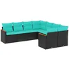 Image de Vidaxl Salon De Jardin 8 Pcs Avec Coussins Noir RÃ©sine TressÃ©e
