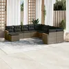 Image de Vidaxl Salon De Jardin 11 Pcs Avec Coussins Gris RÃ©sine TressÃ©e