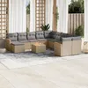 Image de Vidaxl Salon De Jardin Et Coussins 12 Pcs MÃ©lange Beige RÃ©sine TressÃ©e