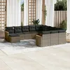 Image de Vidaxl Salon De Jardin Avec Coussins 12 Pcs Gris RÃ©sine TressÃ©e