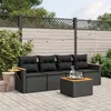 Image de Vidaxl Salon De Jardin 5 Pcs Avec Coussins Noir RÃ©sine TressÃ©e