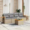 Image de Vidaxl Salon De Jardin Avec Coussins 5 Pcs Beige RÃ©sine TressÃ©e
