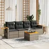 Image de Vidaxl Salon De Jardin 5 Pcs Avec Coussins Gris RÃ©sine TressÃ©e