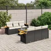 Image de Vidaxl Salon De Jardin 7 Pcs Avec Coussins Noir RÃ©sine TressÃ©e
